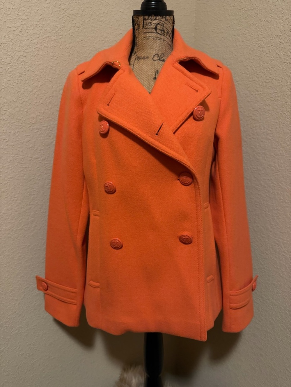 jcpenney Orange Double-Breasted Peacoat